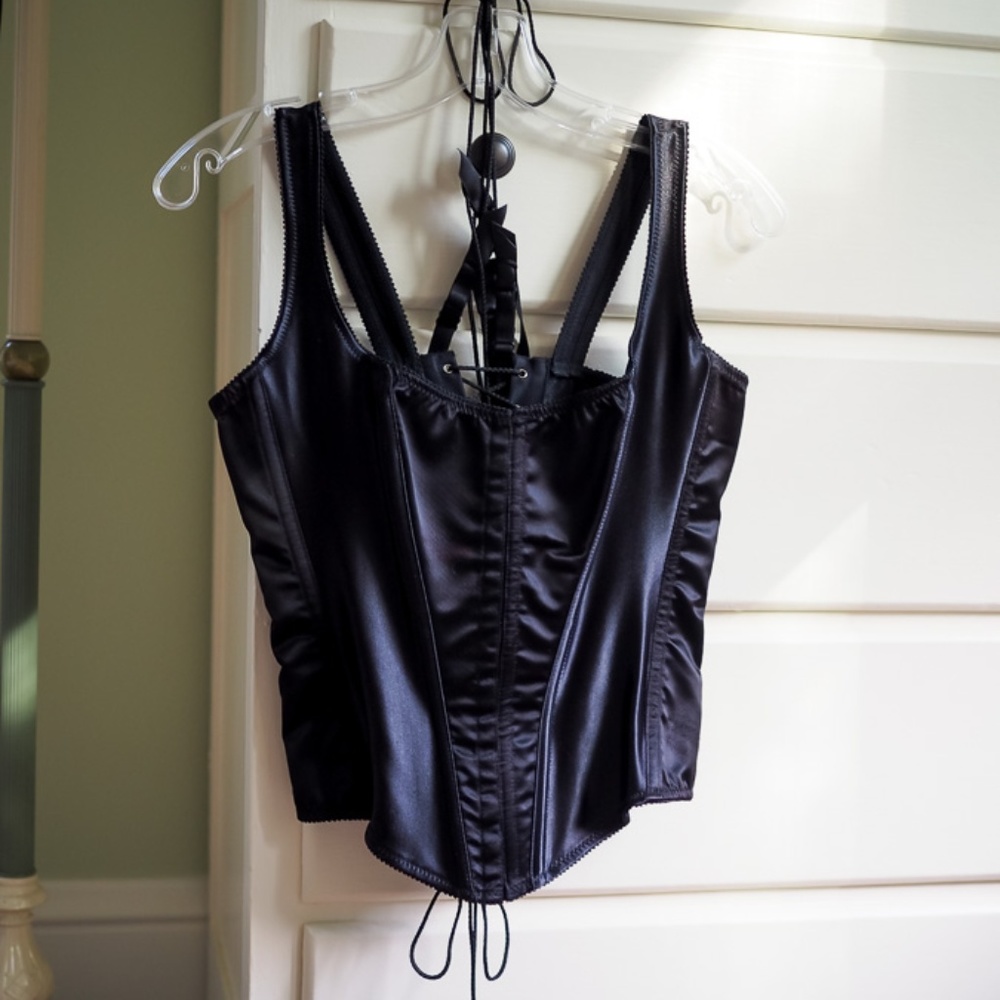 RARE VS Black Lace-Up Corset Victorian Steampunk M